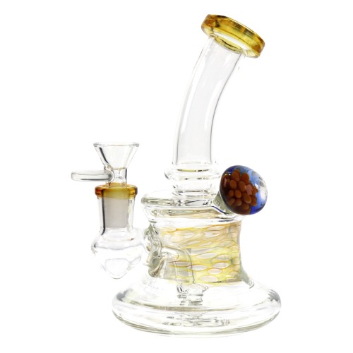 8 INCH BENT NECK GLASS WATER PIPE  GOLD 325GM 