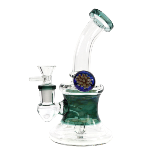 8  INCH PERC GLASS WATER PIPE TEAL 342GM  
