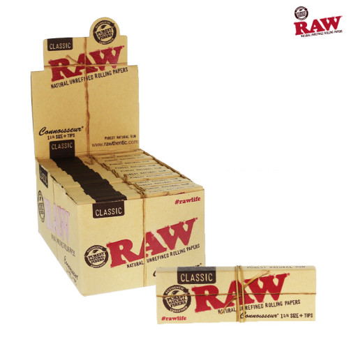 RAW CLASSIC CONNOISSEUR  1 ¼  PAPERS WITH TIPS - 24PK