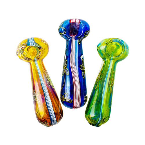 6 INCH GLASS HEAVY CONE HEAD WITH DOTS HAND PIPE 134GM 1CT ASSORTED COLOR