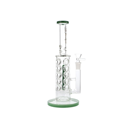 11 INCH HIPSTER GLASS SWISS HOLES COLOR BASE WATER PIPE 