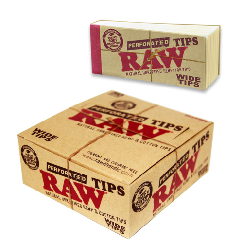 RAW NATURAL PERFORATED WIDE TIPS 50CT/50PK