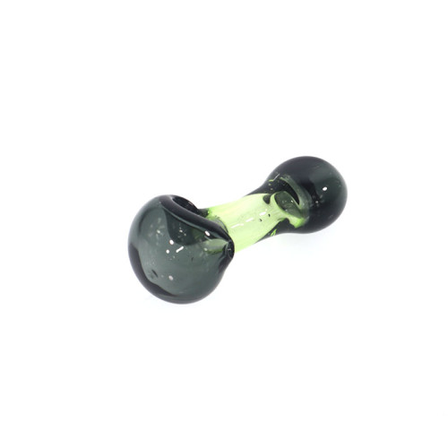 3.5 INCH GLASS TWO TONE GREEN DESIGN HAND PIPE 70GM 2CT/PK