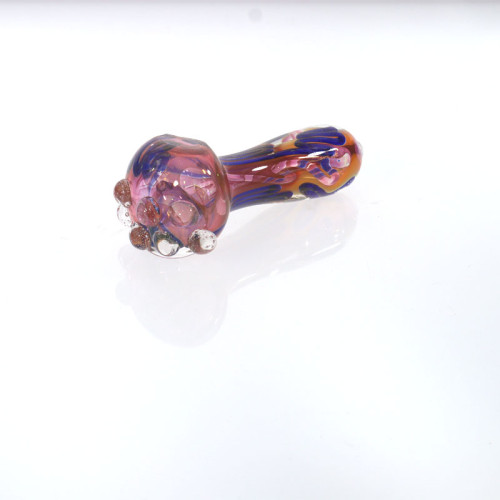 4 INCH GOLD FUME DESIGN & DOTTED HEAD HAND PIPE 74GM 2CT - ASSORTED COLOR 