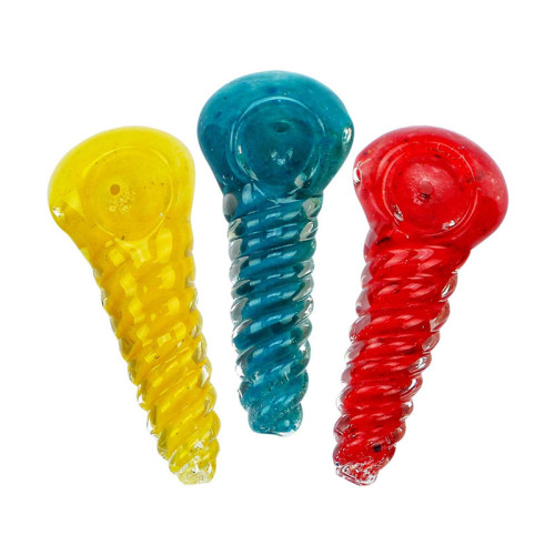 3 INCH GLASS TWIST BODY COLOR TUBE HAND PIPE 36GM 3CT/PK ASSORTED COLOR