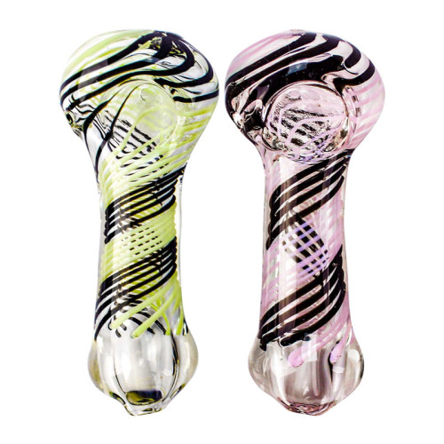 4.5 INCH GLASS SLYME DESIGN CLEAR TUBE HAND PIPE 104GM 2CT/PK ASSORTED COLOR