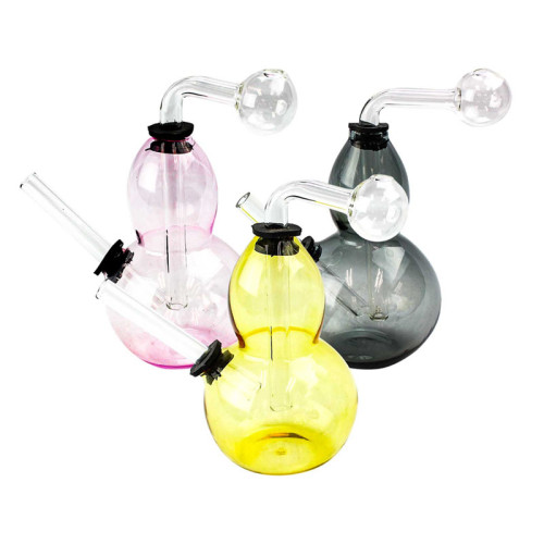 4 INCH GLASS ROUND BASE OIL WATER PIPE - MIX COLOR