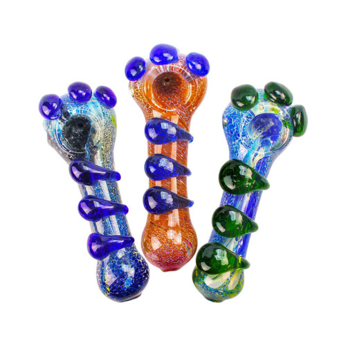 5 INCH GLASS HEAVY DESIGN COLOR TUBE TEARDROP DOTTED HAND PIPE 134GM 1CT ASSORTED COLOR