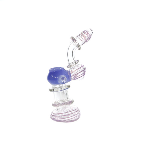 7 INCH GLASS SLYME TUBE FLAT MOUTH MULTI RIM BUBBLER PIPE 224GM 1CT - ASSORTED COLOR  