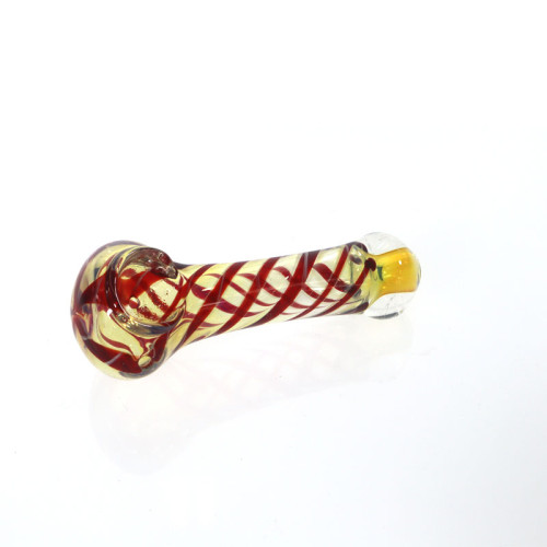 4 INCH GLASS SILVER FUMED SWIRL TWIST LINING HAND PIPE 50GM 3CT/PK ASSORTED COLOR 